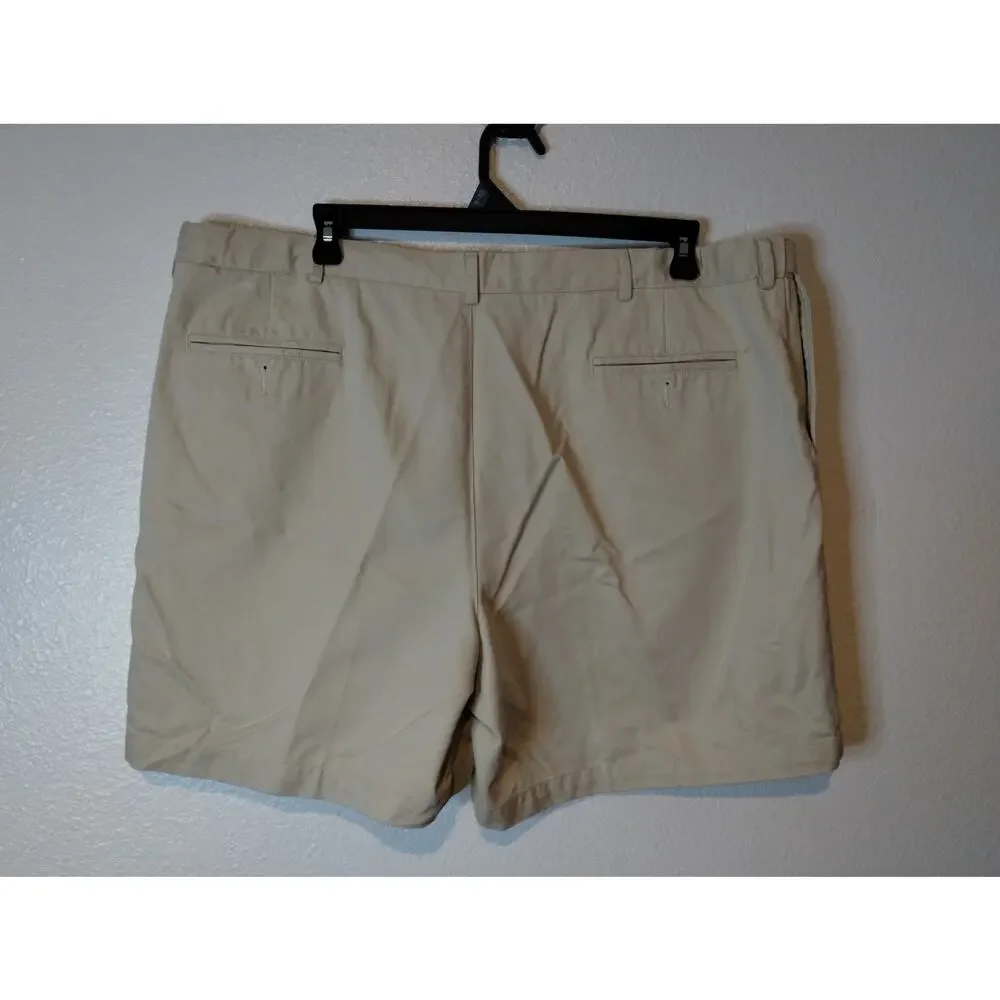 Lands' End Set of 2 Men Sz 44 Waist Tan Beige Khaki Chino Traditional Fit Shorts